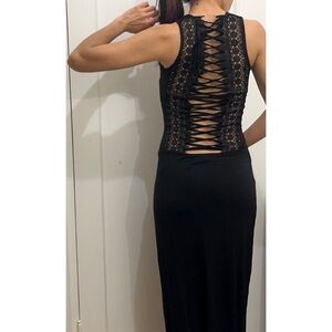 NWT Black Lace Up Cut Out Back Tobi Maxi Dress